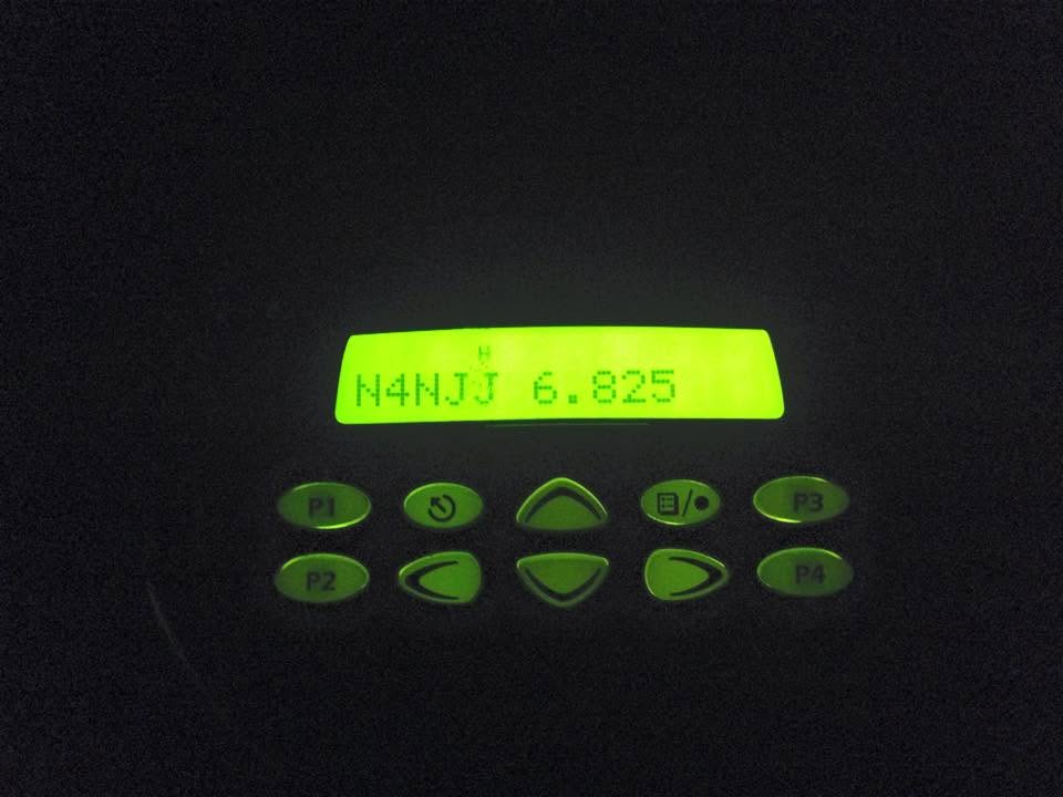 Early radio display showing the 446.825 MHz Henderson repeater frequency