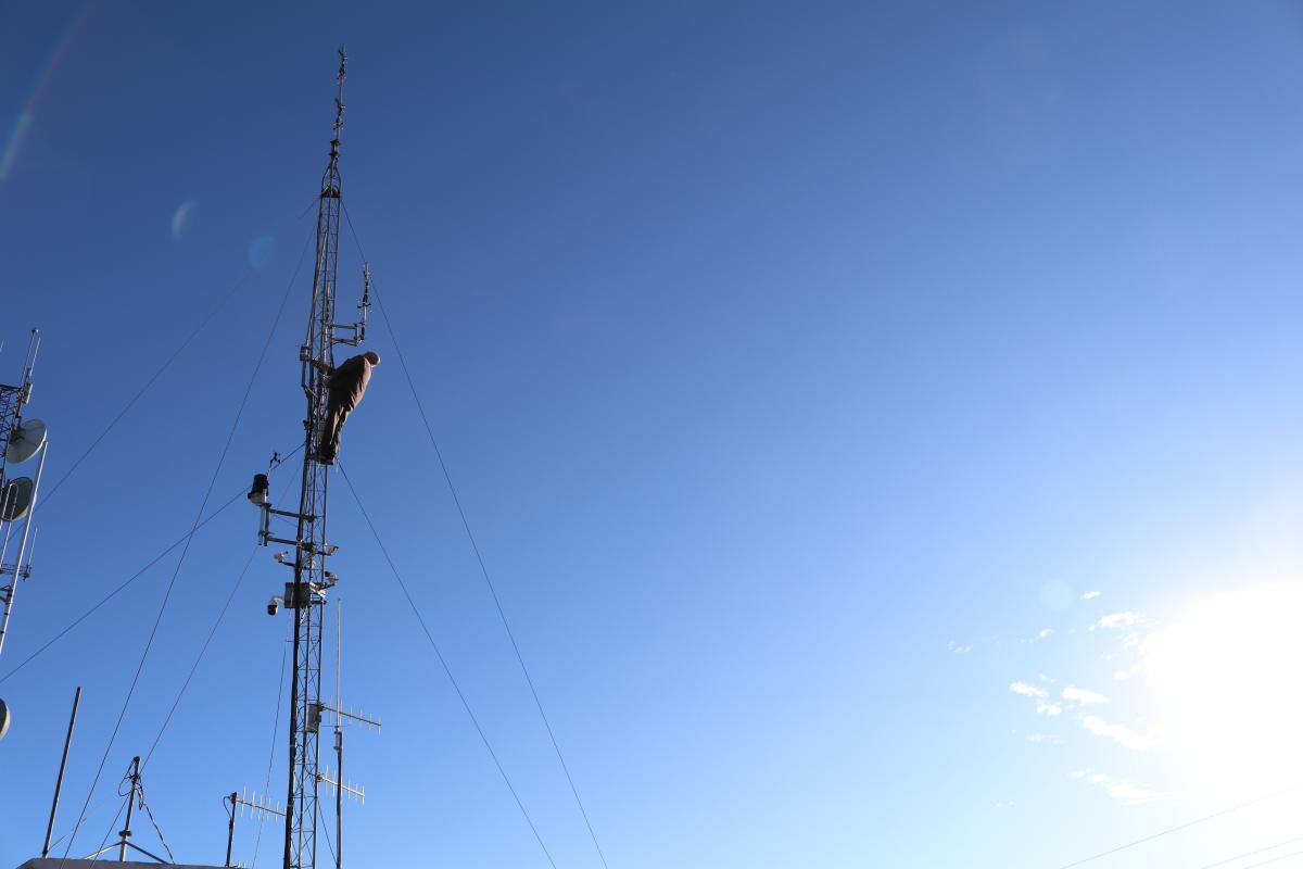 Sin City Repeater Group member working on a radio tower