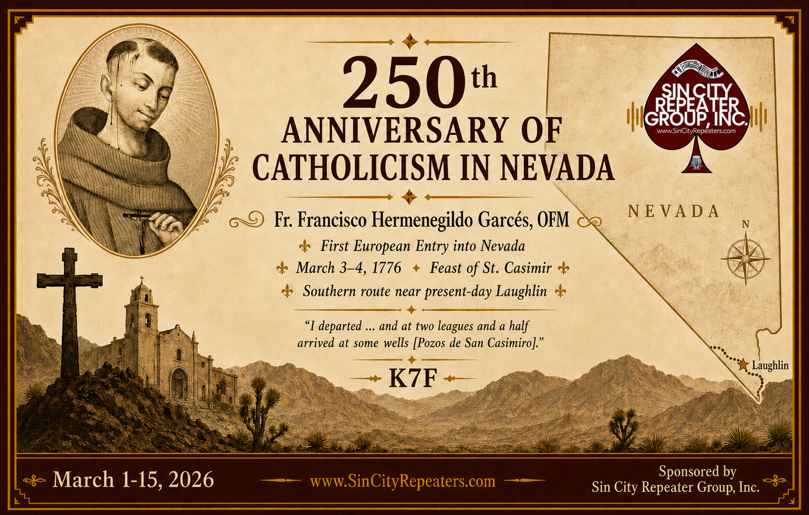 K7F Garces special event QSL card sponsored by Sin City Repeater Group